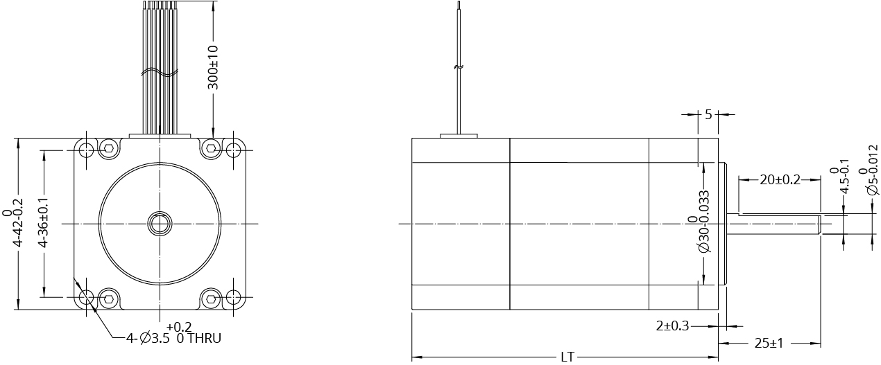 Dessin dimensionnel moteur DC sans balais Taille 17 (42mm)